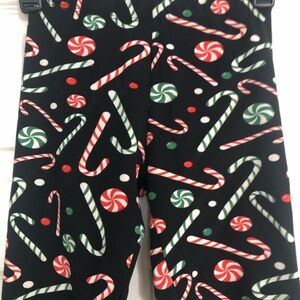 Festive Candy Cane Kids Leggings size medium 7/8 holiday Christmas